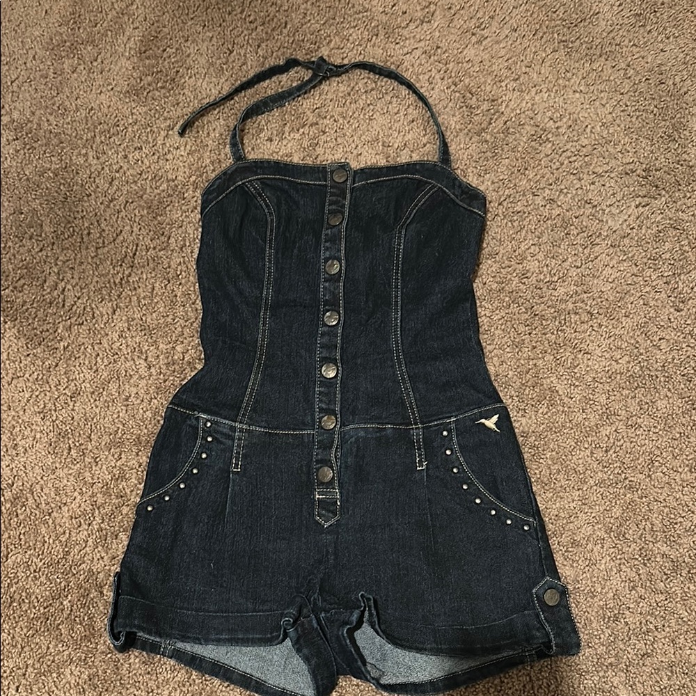 Dark Denim Halter Romper